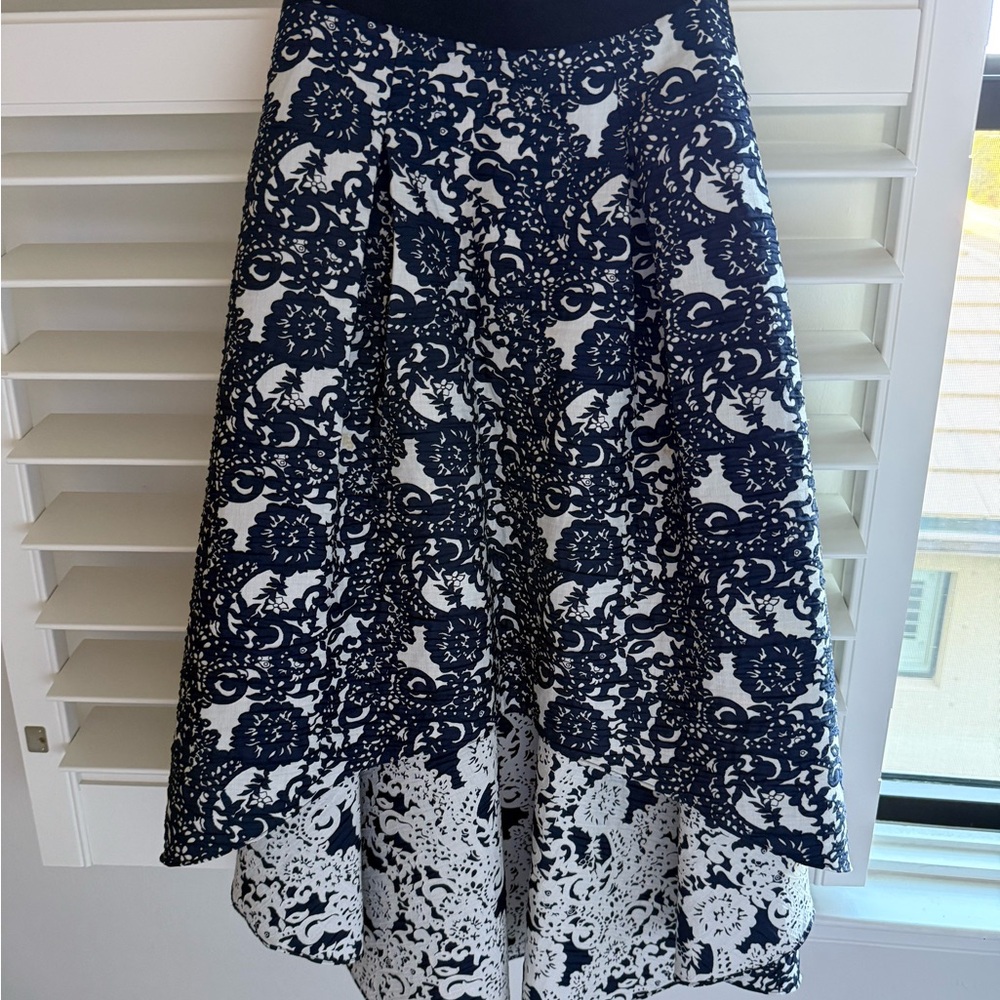 Elegant Navy and White Floral Skirt